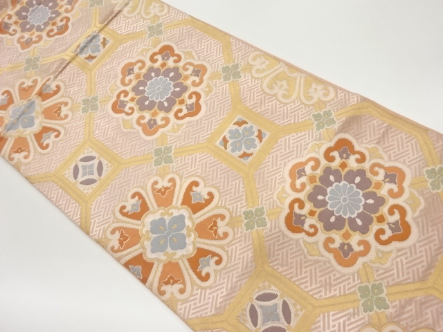 蜀江文に華紋模様織出し袋帯